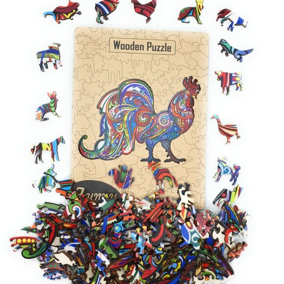 Suvira Animal Wooden Puzzle - Engaging, Educational, Roster - Picture 3 of 4